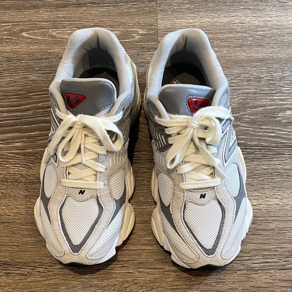 New Balance Gray & White Mesh Suede Sneakers 9060 - Picture 4 of 8